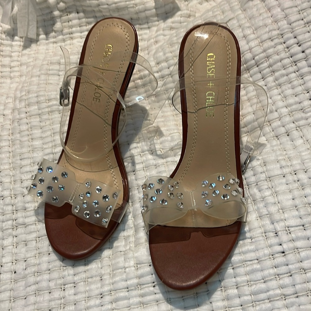 Chase and Chloe heels with clear bow